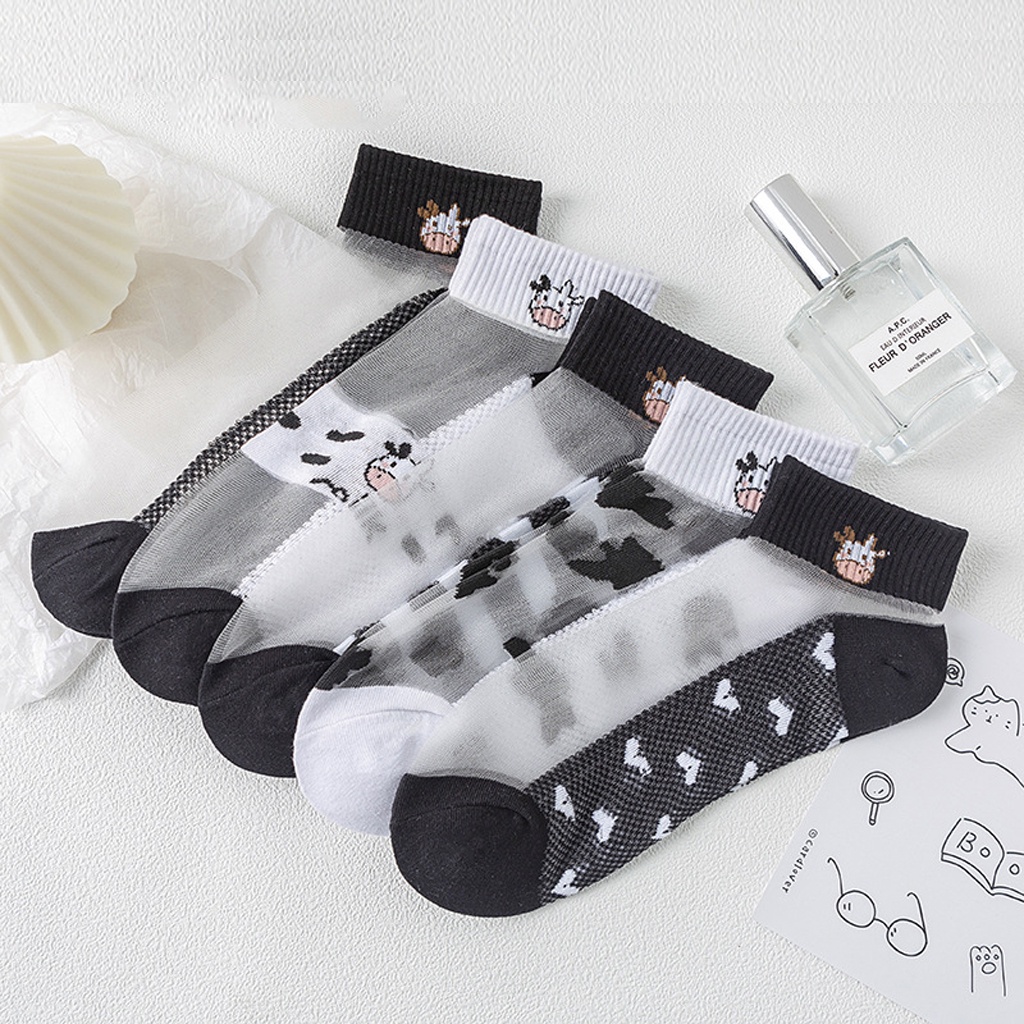 ❤️GTB❤️ Kaos Kaki korea Motif Sapi Transparan Kaos Kaki Ankle Cute Socks Short Sepatu Lucu Wanita Pria Murah Import KK022