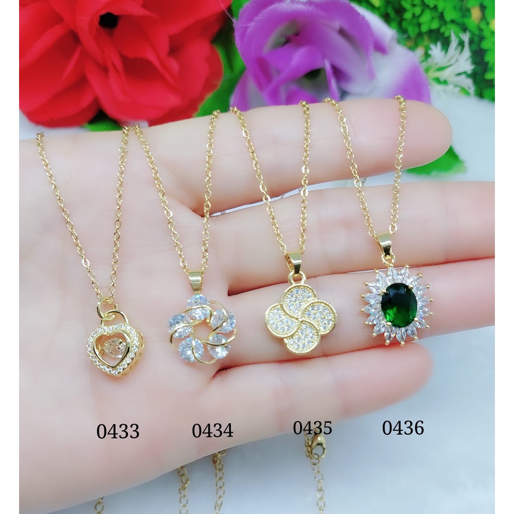 Kalung titanium permata perhiasan fashion 0433-0436