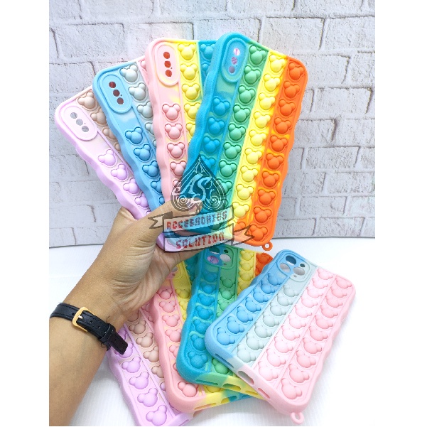 SILICONE CASE POP IT IPHONE 6 PELINDUNG CAMERA - CASE PENGHILANG STRESS PUSH IT BUBBLE CASE RAINBOW