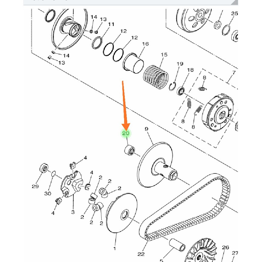 BEARING LAHER BAMBU PULLY PULI SECONDARY CVT NMAX N MAX AEROX 155 LEXI MIO M3 Z ORI YGP 2DP-E7678-10