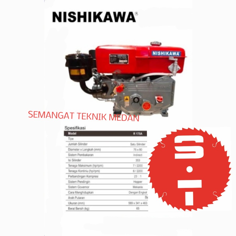 R175 MESIN PENGGERAK SERBAGUNA ENGINE DIESEL NISHIKAWA R175A 7HP 7PK