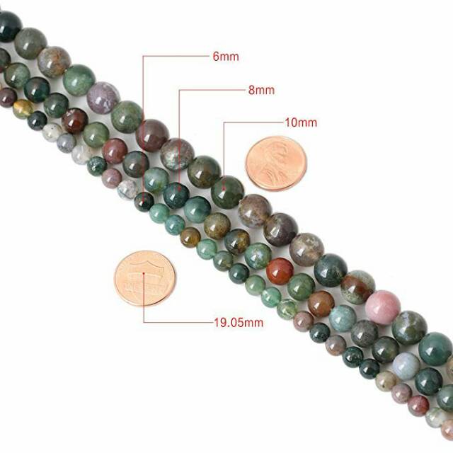 Batu Alam Indian agate 6mm 8mm 10mm Manik manik Membuat Gelang