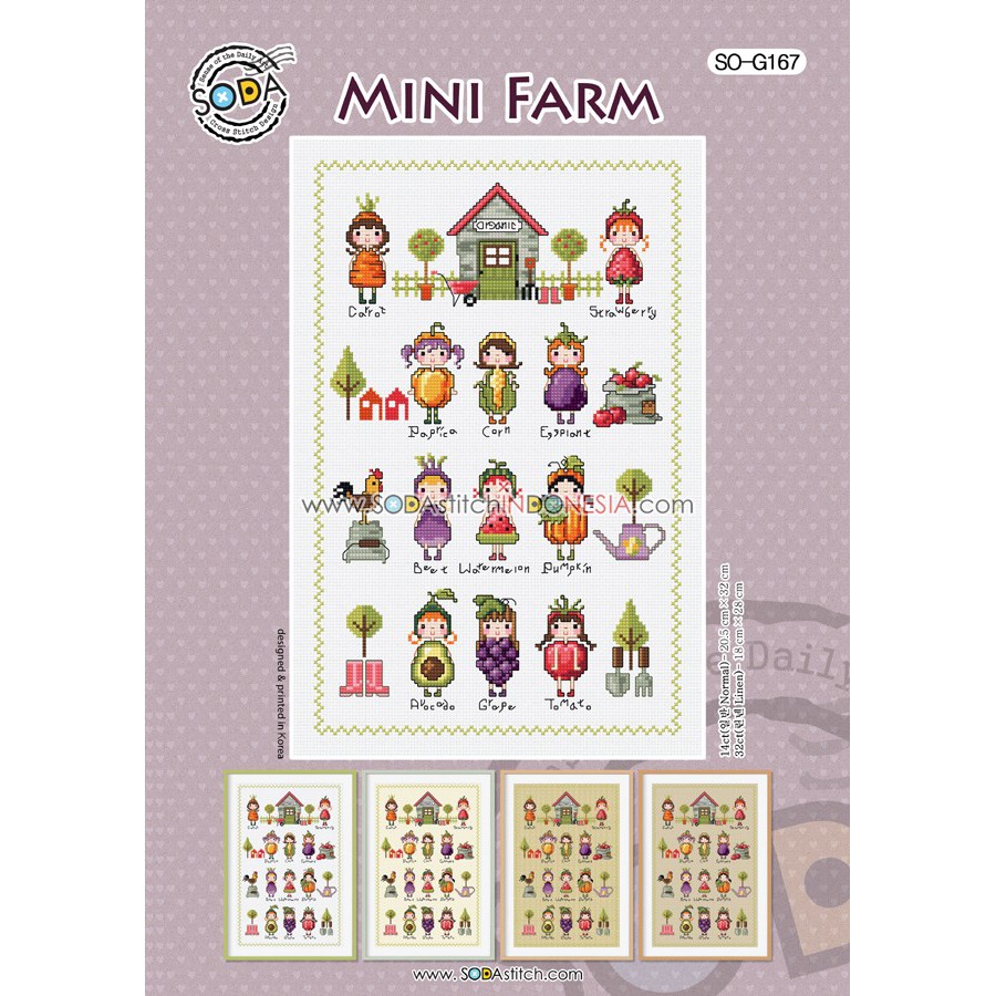 Paket DIY Craft Sulam Kristik Strimin Cross Stitch Sodastitch SO-G167 - Mini Farm Buah