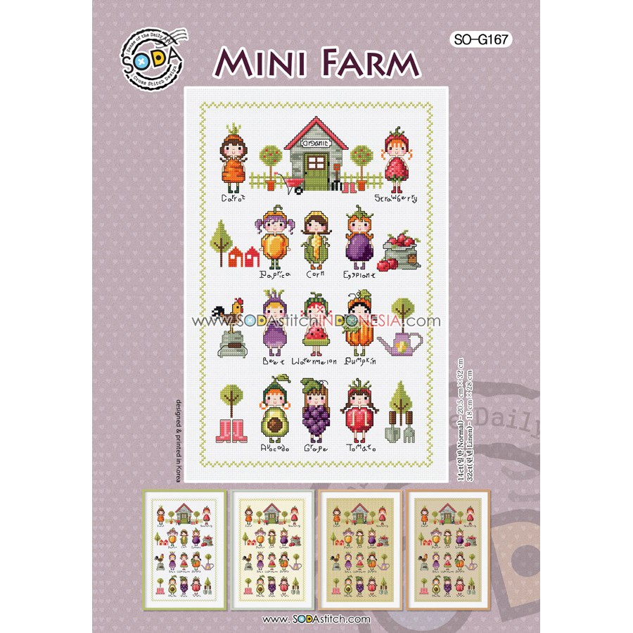 Paket DIY Craft Sulam Kristik Strimin Cross Stitch Sodastitch SO-G167 - Mini Farm Buah