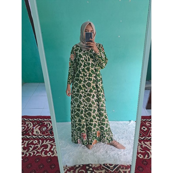 daster lengan panjang longdress batik cap rempel