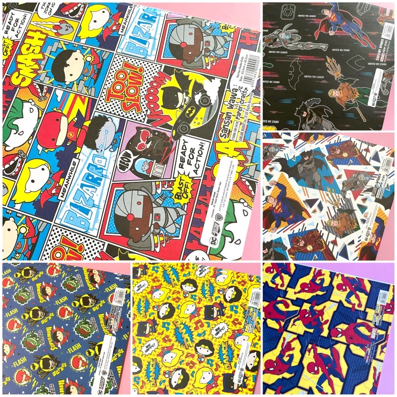 

[5pcs Mix Motif] Kertas Kado Sansan Wawa Motif Anak Superhero Spiderman Cars Marvel DC