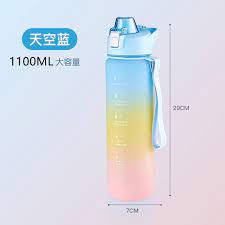 BOTOL MINUM TRITAN 1 LITER 1000 ML WARNA GRADASI / BOTOL MINUM 1L VIRAL MURAH PENANDA WAKTU FREE STICKER 2D + 3D