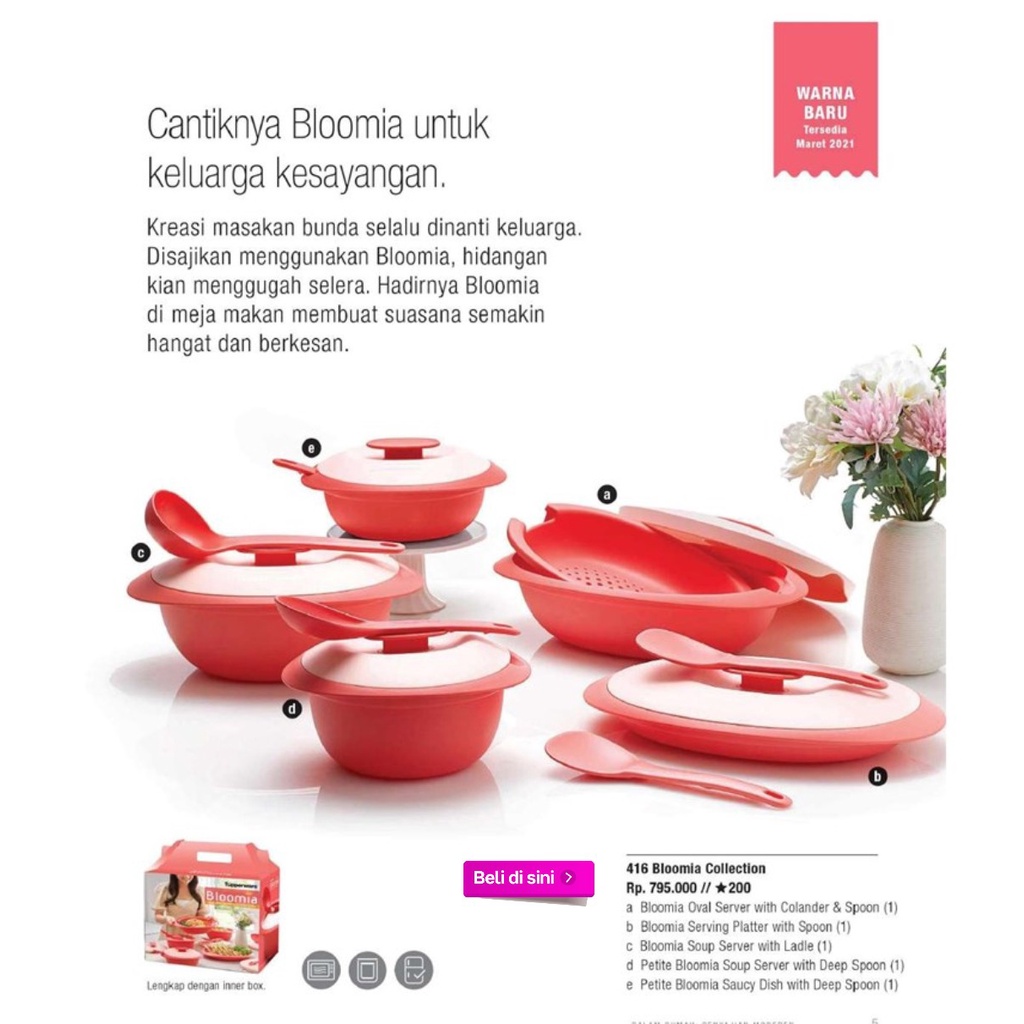 Wadah Saji Set Tupperware Bloomia collection wadah saji makanan