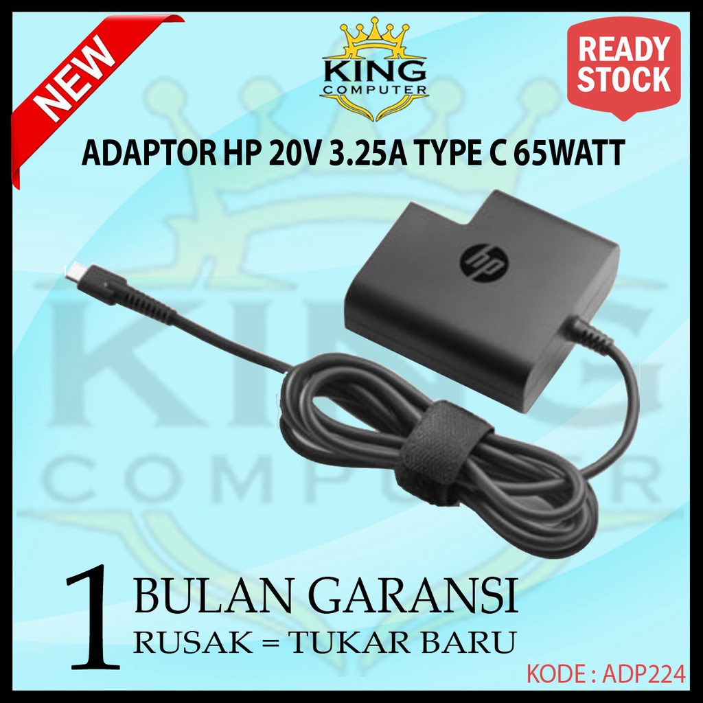 ADAPTOR CHARGER LAPTOP HP 20V-3.25A COLOKAN TYPE C 65W