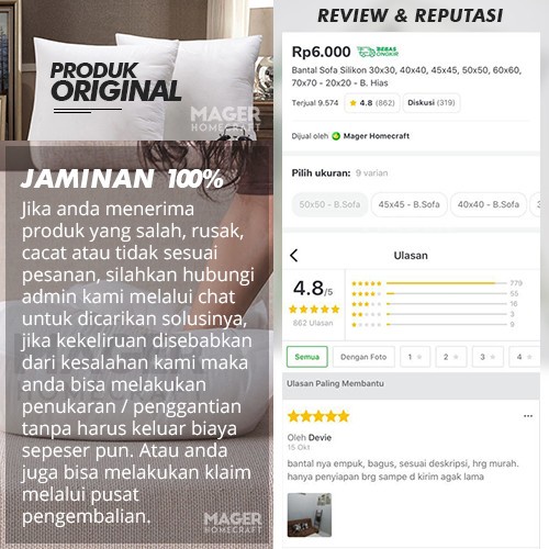 Sofa-Bantal- Mh - Bantal Sofa Silikon 30X30 -Bantal-Sofa.
