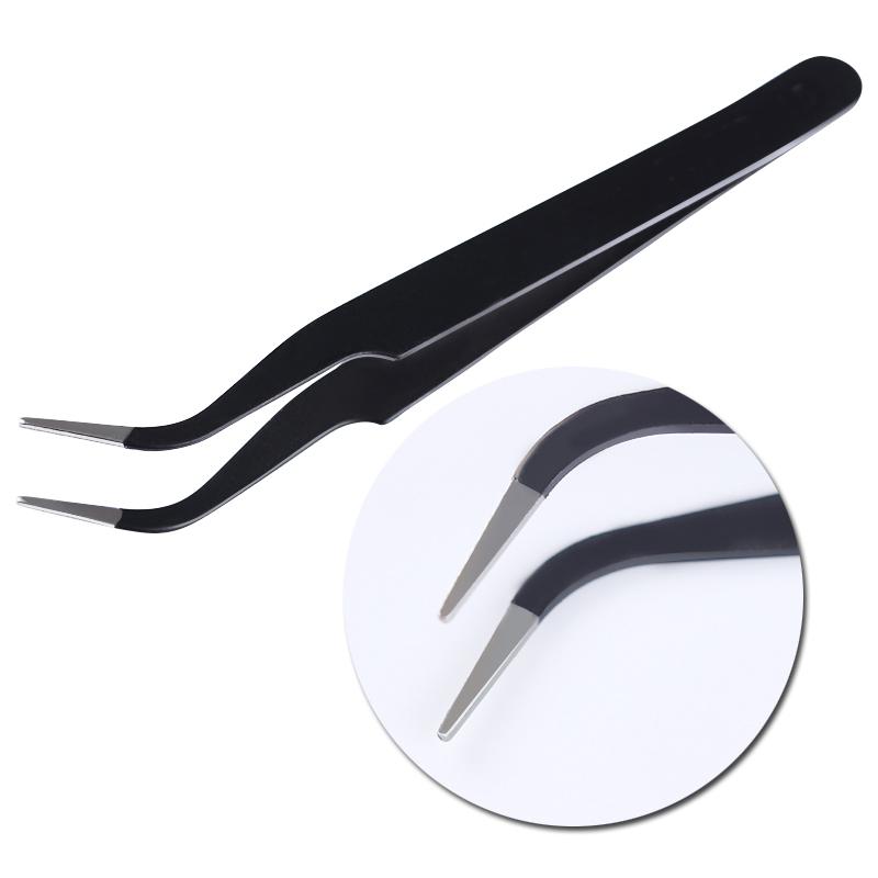 (Stock) Pinset Lurus / Bengkok Anti Statis Bahan Stainless Steel Untuk Aplikator Berlian Imitasi / Nail Art