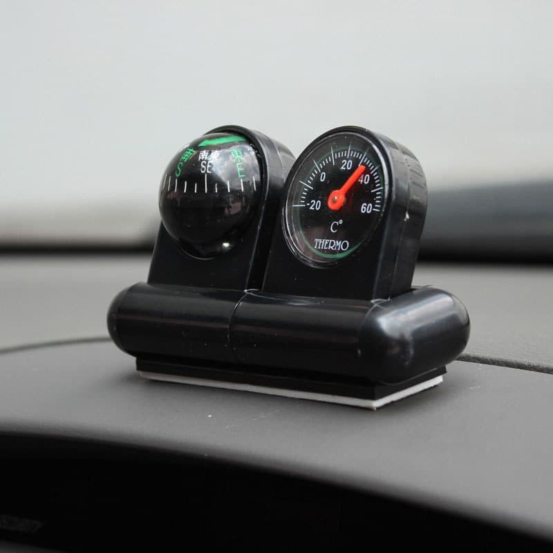 Car Compas &amp; Thermometer / Kompas Mobil - Black
