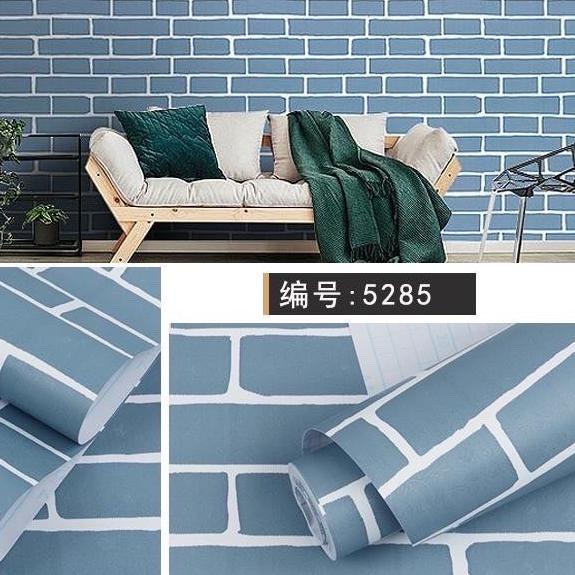 ☞ Wallpaper Dinding Bata Warna Warni List Putih Panjang 10m x Lebar 45 cm ✬