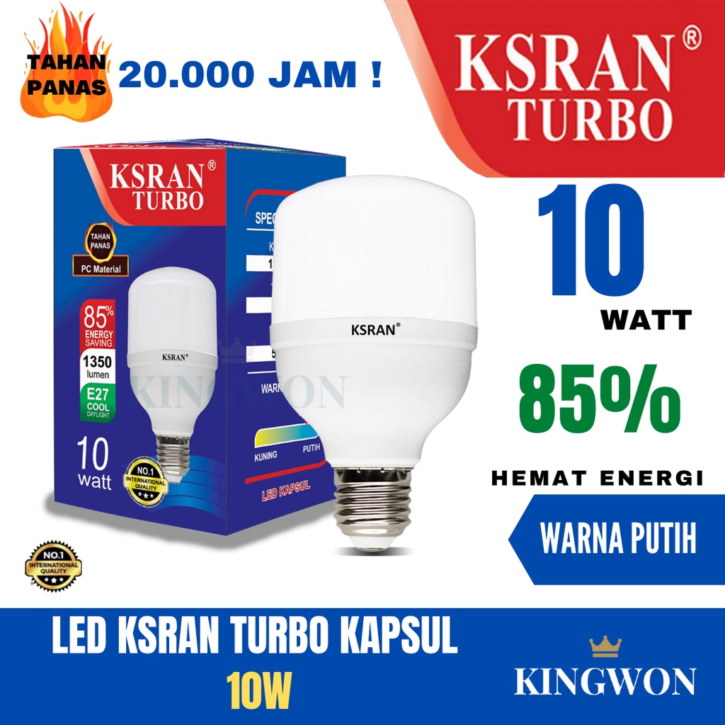 KSRAN Lampu LED 10 Watt TURBO - Putih KAPSUL