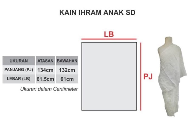 Ihram anak sd katun handuk/ihram manasik/ihram katun/ihramkotak