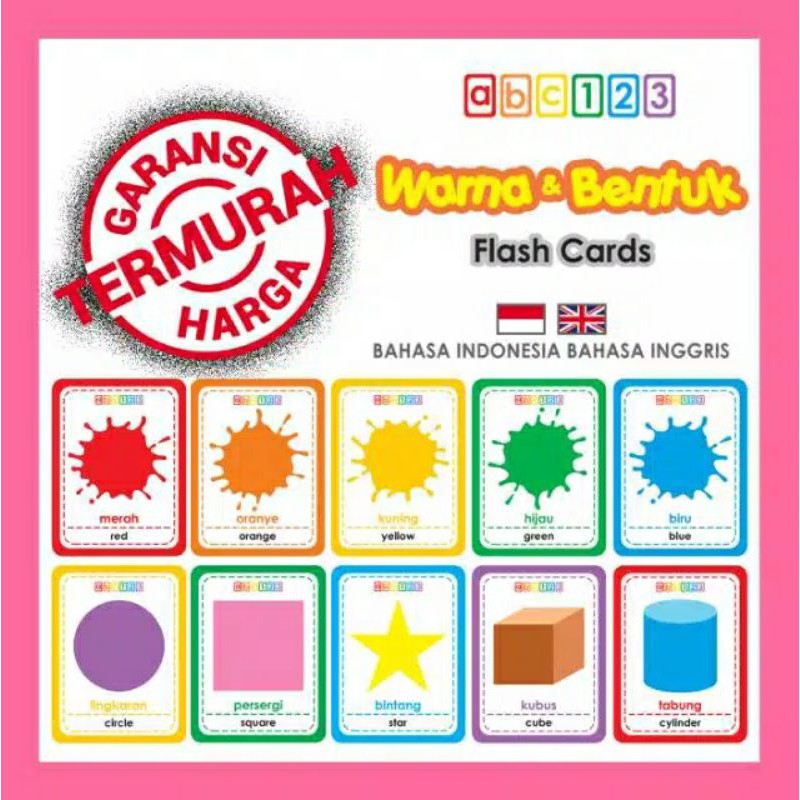 D4 Flash Card Gambar Binatang Buah Warna Bentuk | Kartu Belajar Edukasi Anak | Flesh Cad Mainan Anak