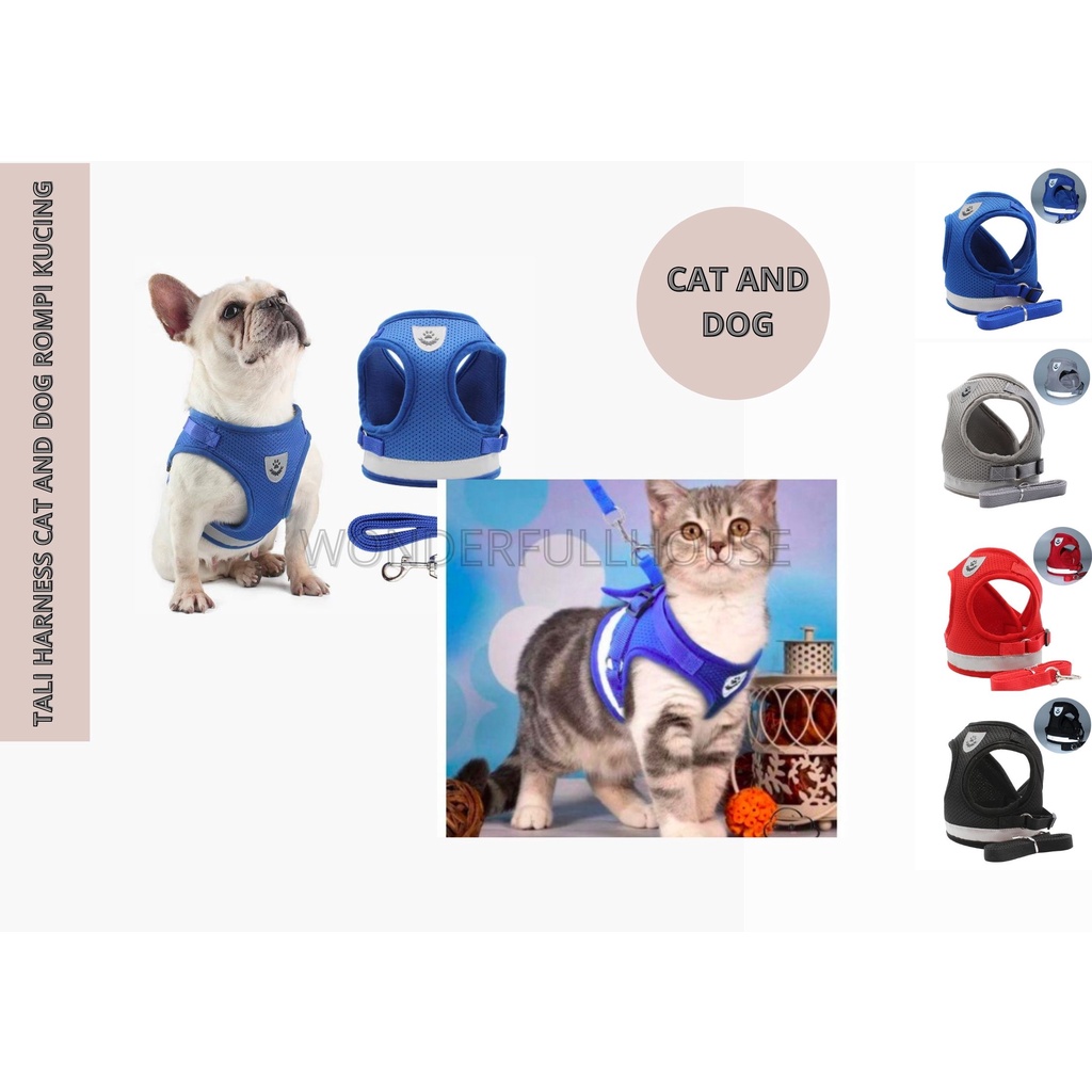 Tali Harness Kucing Anjing Tali Anjing Harness Cat Rompi Kucing