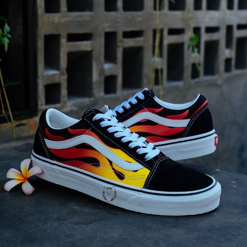 Vans Old Skool "Flame" Black White