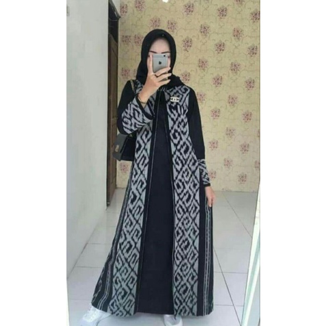 Gamis Tenun model cardigan