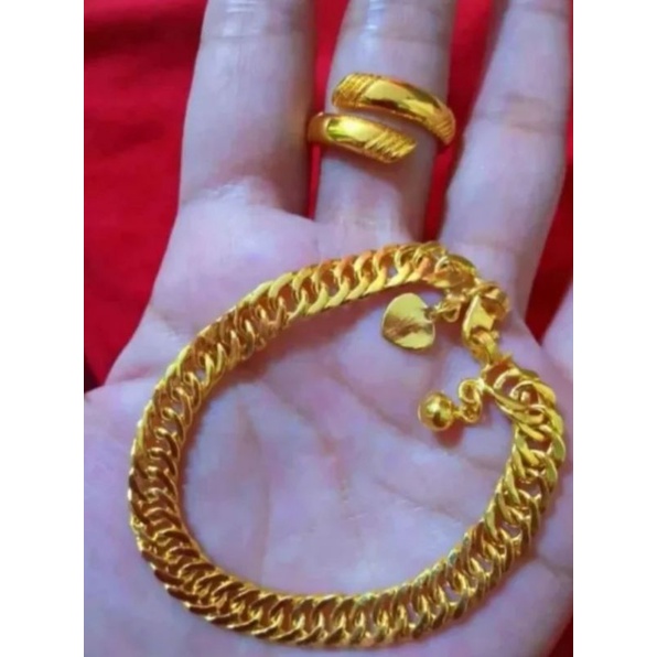 Gelang Tangan Rantai Dewasa Free Cincin Ular Emas  24K Anti Karat