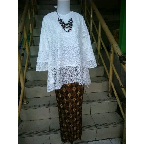 Ready Stock Set Brukat Rinjani white