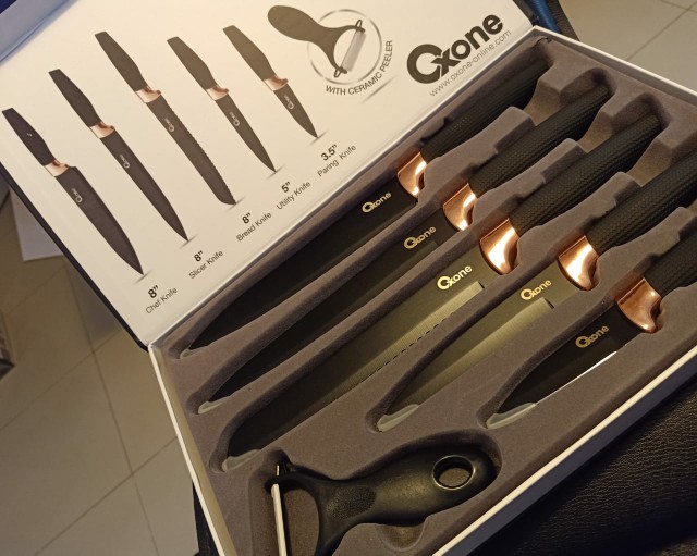 [ Oxone ] Pisau Set Marble Oxone Ox 609n - Black Marble Serie 6pcs