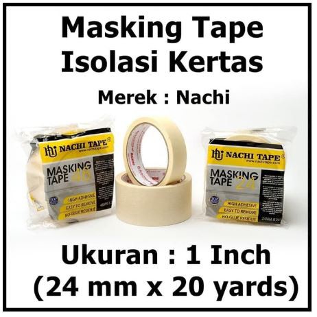 

Lakban kertas masking tape Nachi 1 inch (24 mm x 20 yards)