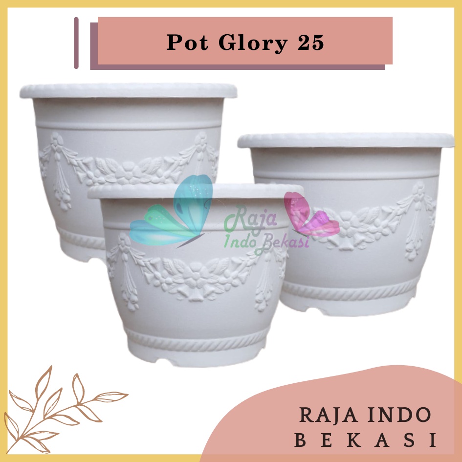 Pot Shallom Kb Glory 25 Putih Motif Pot 25 Plastik 25 Glory Vas Bunga Putih Pot Tanaman Hias