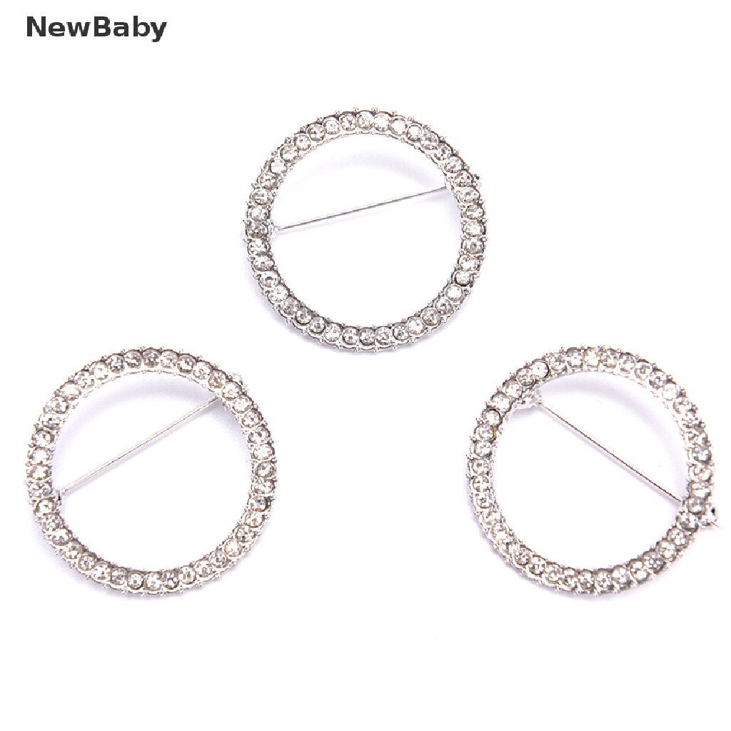 Newbaby Bros Pin Bulat Simple Hias Kristal Holder Aksesoris Wanita