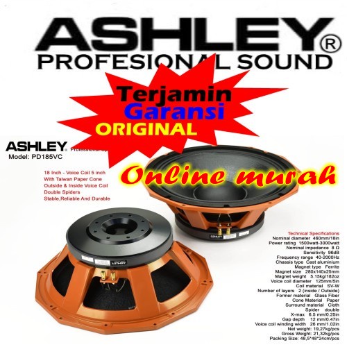 Speaker Component Ashley PD 185VC 18 inch Original Ashley PD185VC