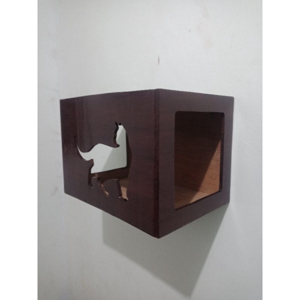 Rumah kandang kucing gantung kayu kotak