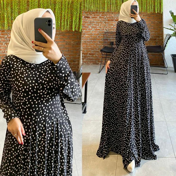 Harga TERMURAAH.. GAMIS JERSEY PREMIUM MOTIF ALLSIZE  DAN  JUMBO | UMBERELLA DRESS RFILLY