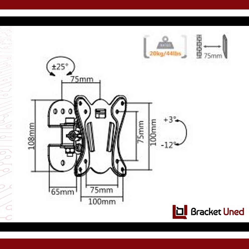 Bracket Monitor 13 - 27 inch, Full Motion 6 Universal Braket TV Monitor 5 Arah Import WLB 011