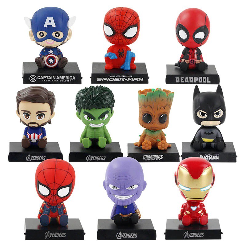 Pajangan Dashboard Mobil Figure Bobble head Pajangan Goyang Avengers Superhero Batman Superman Spiderman