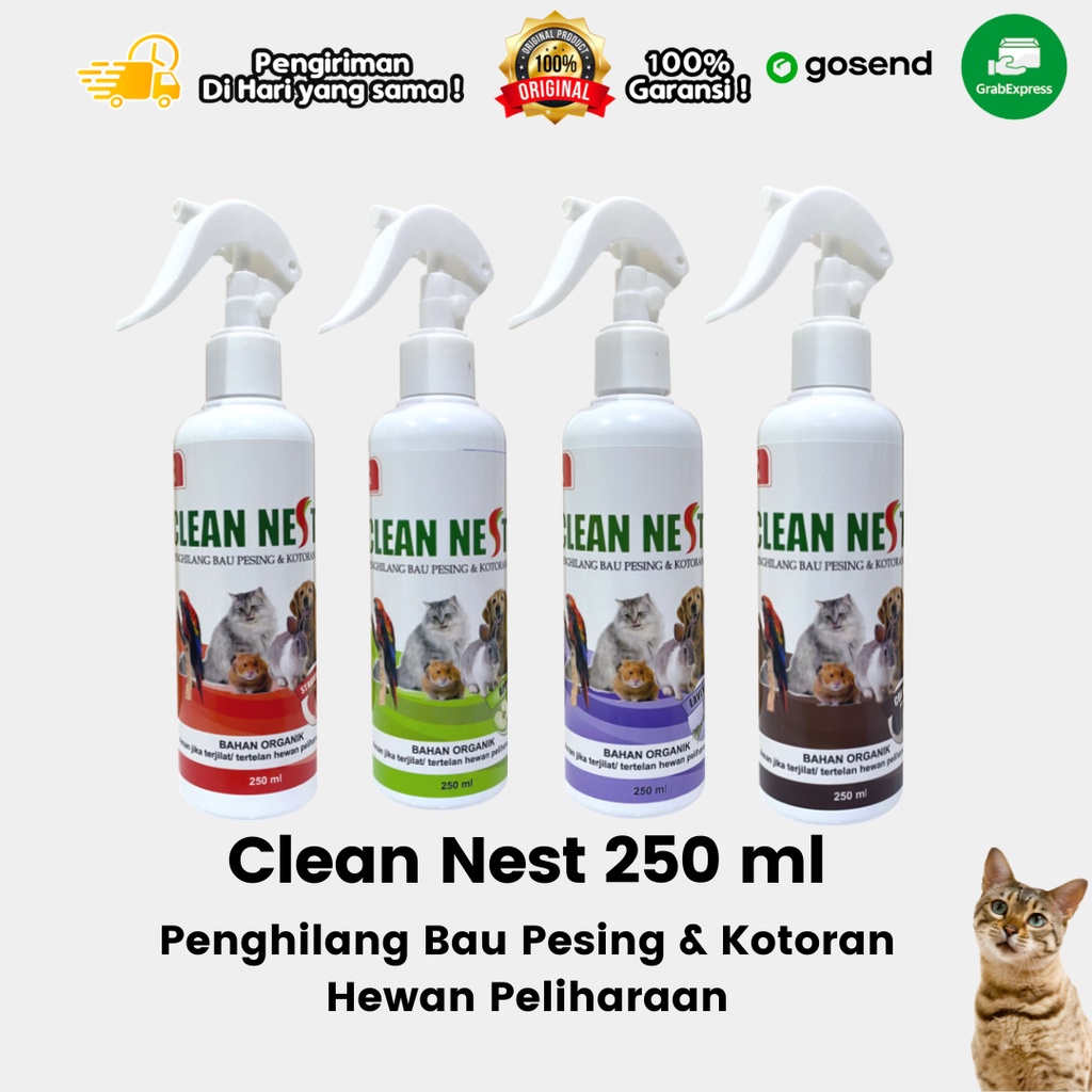 Penghilang Bau Pesing dan Kotoran Hewan Kucing Anjing Kelinci Hamster Clean Nest 250ml