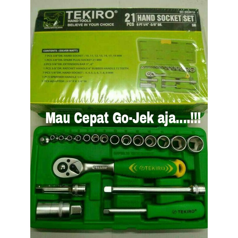 [[BISA COD]] Kunci Sok Set Tekiro 21 pcs DR.1/4"-DR.3/8" Tekiro Original (go-jek)
