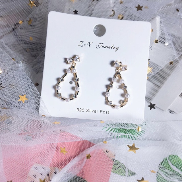 E183，4 . Anting 925 Perak Needle Korea Manis Bow Drop Earrings