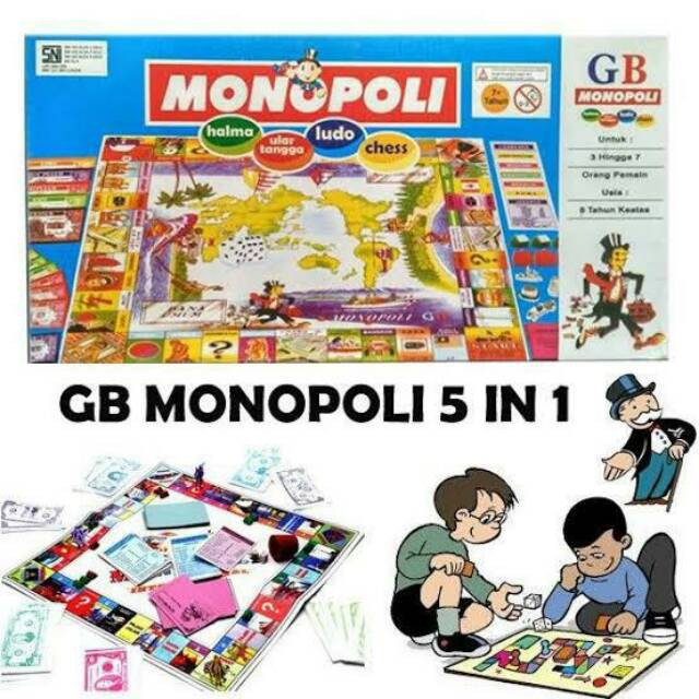 Monopoli GB Internasional 5IN1 GAME Monopoly Gaya Baru 5 in 1 game - 5 permainan 1 papan board game