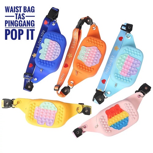 Tas Pinggang Pop It Waist Bag Selempang Anak Muat HP tas anak cowo cewe kekinian- WaistBag PEACH