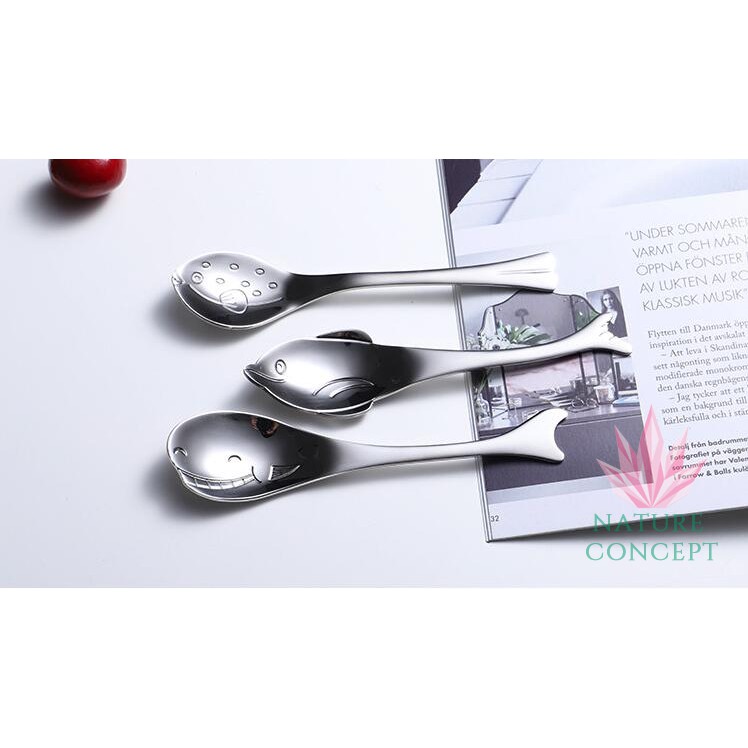 Nature Concept Stainless Steel Unique Fish Collection Children Gift Set (Spoon+Fork) Sendok anak