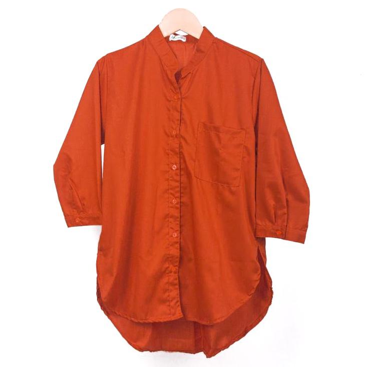 Kemeja Tunik Polos / Kemeja Wanita / Kemeja Polos / Kemeja Kerja / Bahan Toyobo-Terracotta