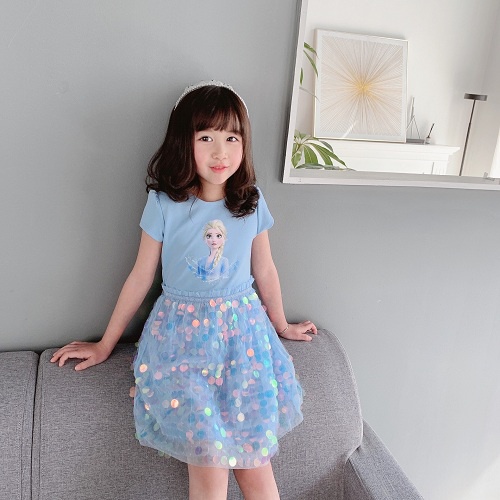 BAJU DRESS ANAK PEREMPUAN FROZEN DISNEY ELSA ANNA BLINK