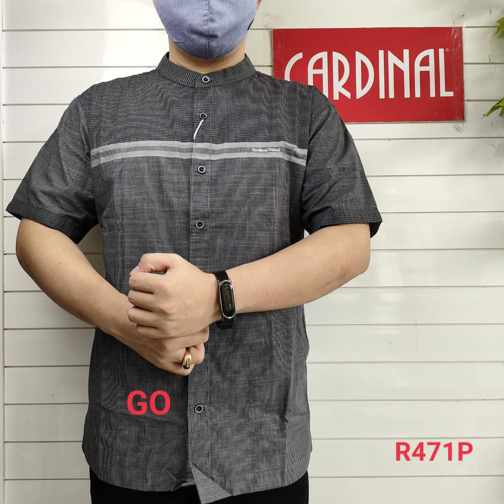 gos CARDINAL KEMEJA KOKO Taqwa Pakaian Pria Original Baju Muslim Salur Lengan Pendek Kekinian