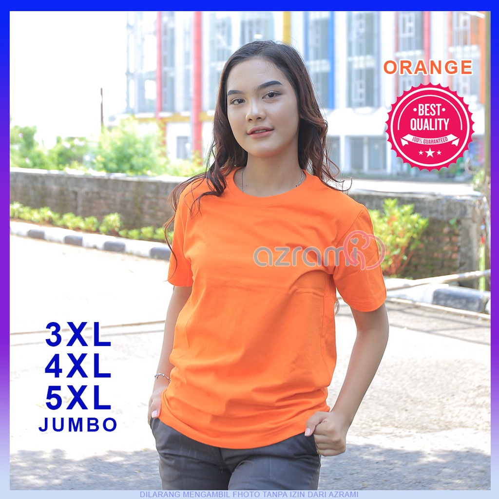 AZRAMI - Kaos Polos Wanita Lengan Pendek Jumbo Murah Warna Orange