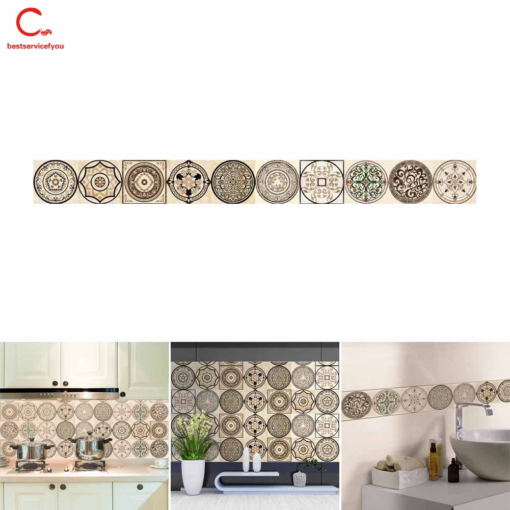 1 Roll Retro Tile Stickers Kitchen Waterproof Wall Stickers Bathroom Self Adhesive Diy Wall Decals Shopee Indonesia