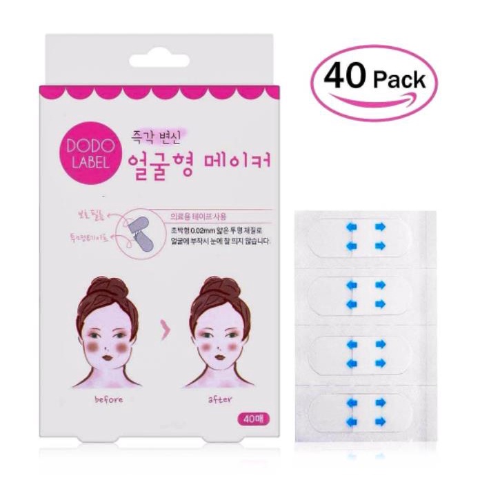 [40pcs] Label Stiker Penirus Wajah Tirus Tanpa Operasi - Dodo Label Korea Face Lift Tape For V Shape