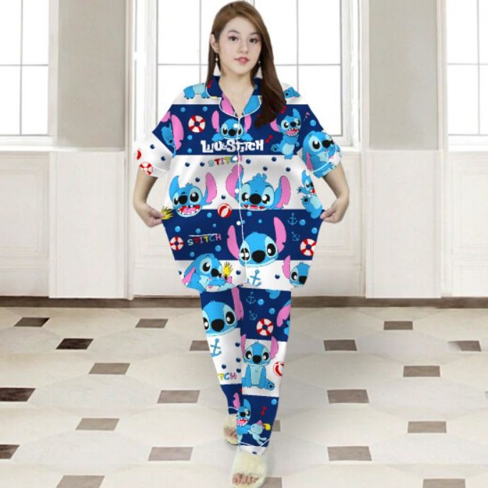 ISANNY PIYAMA SET SIZE.XXL/PIYAMA CP JUMBO KARAKTER/PIYAMA MURAH/PAKAIAN WANITA/REAL PICT-TICH SALUR CP XXL