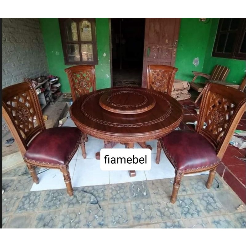 MEJA MAKAN PUTAR, KURSI MAKAN DAN MEJA MAKAN PUTAR, KURSI DAN MEJA MAKAN JATI