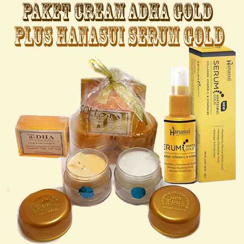 Paket Cream Adha Gold Original Plus Hanasui Serum Gold