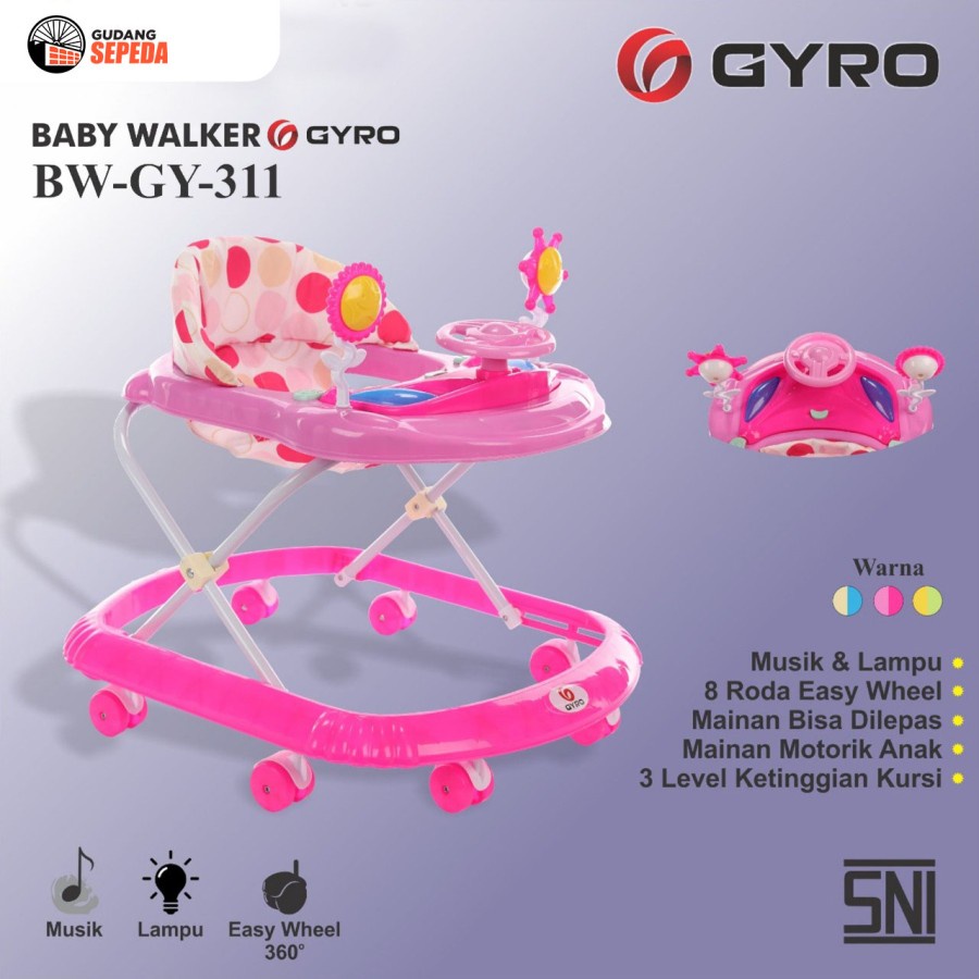 Baby Walker Gyro BW GY311 Kereta Dorong Balita Garansi Original SNI COD-Pink